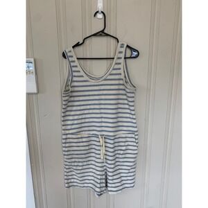 Old‎ Navy Women's Striped Terry Romper Blue White Sleeveless Casual